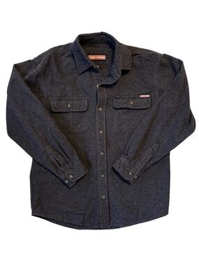 Craftsman Heavy Cotton Flannel Work Shirt Medium Gray Button Front Utility  M